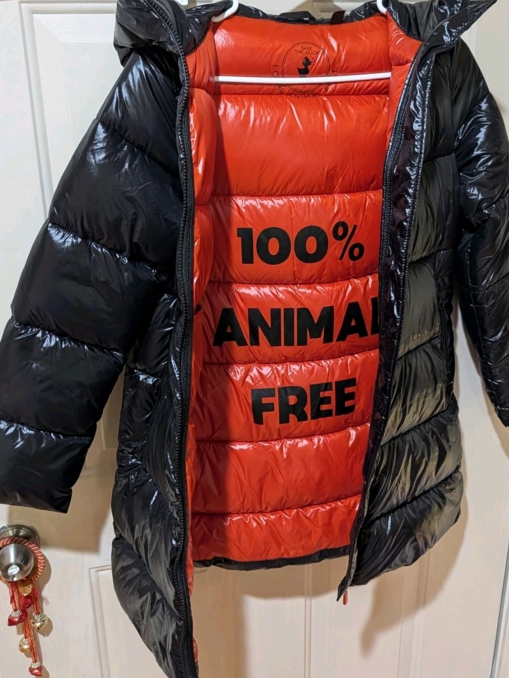 Save the Duck Ultra Light Hooded Water Repellent Black Puffer Jacket Size 12